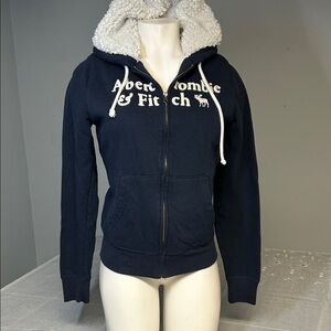 Abercrombie & Fitch Women's Dark Blue Hoodie Jacket